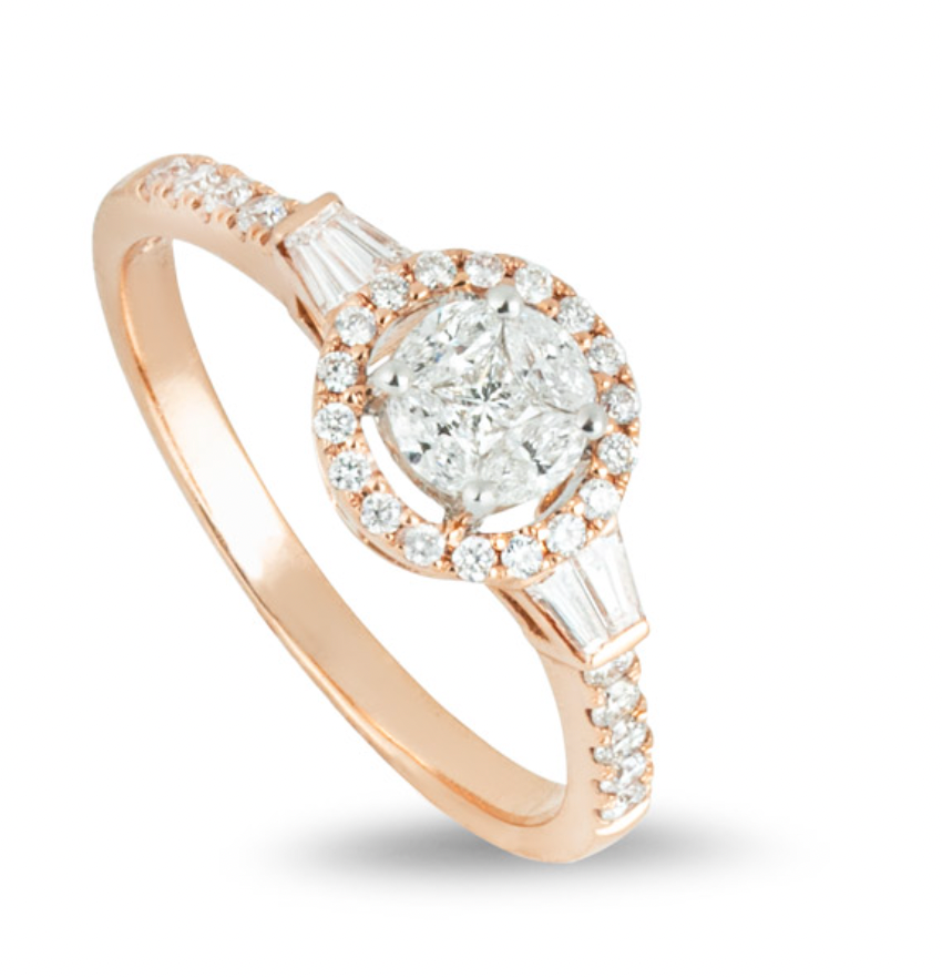 18kt Rose Gold Diamond Engagement Ring
