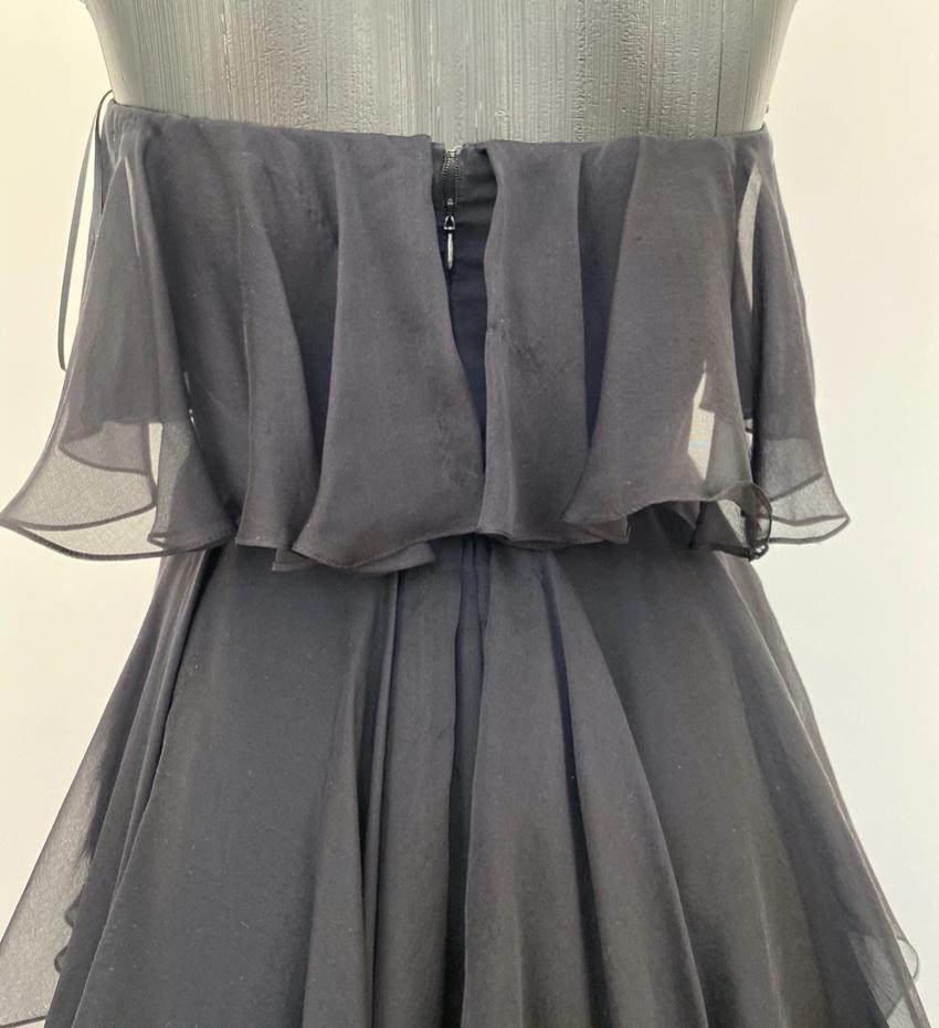 Silk Black Tiered Strapless Dress