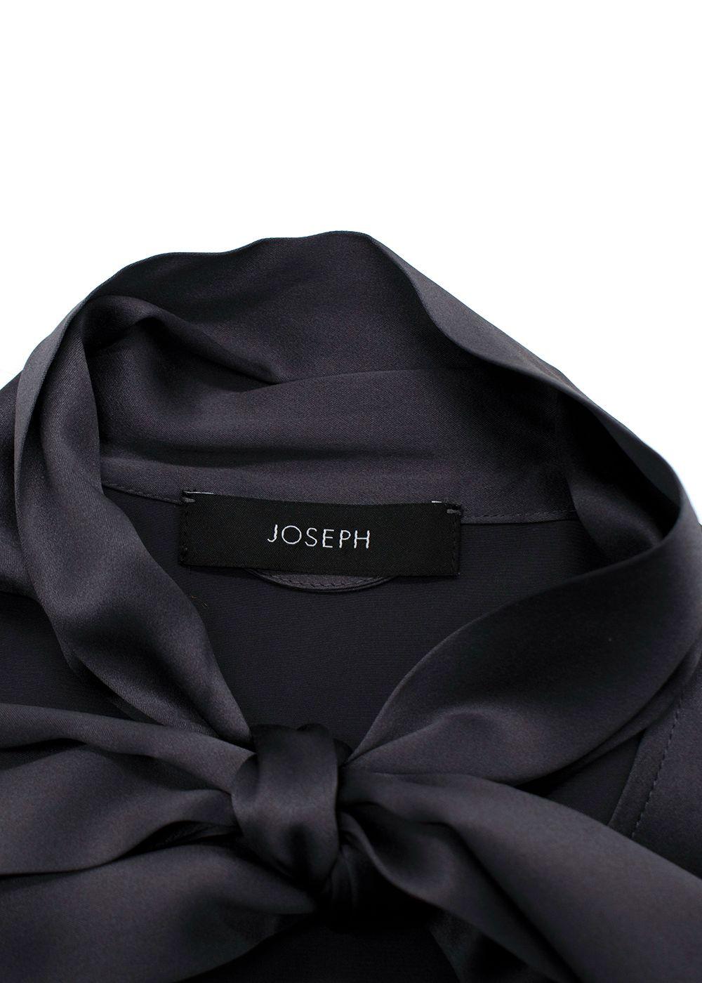 Joseph Grey Belted Silk Dress