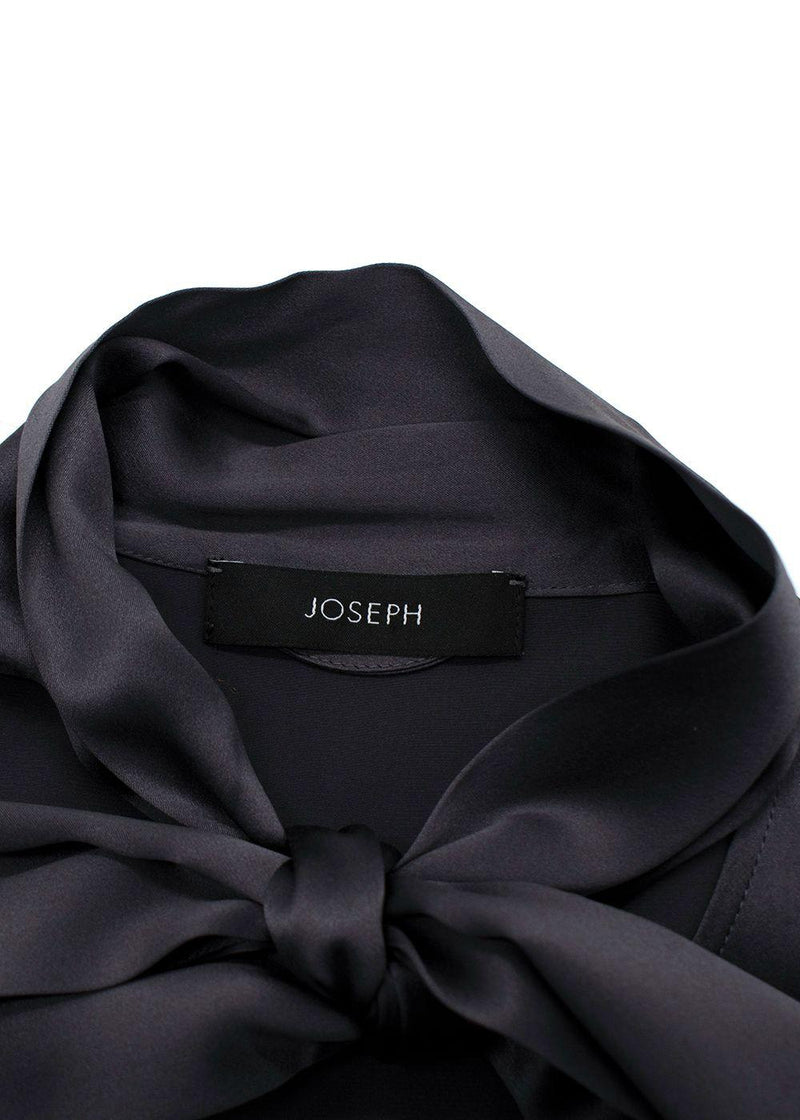 Joseph Grey Belted Silk Dress