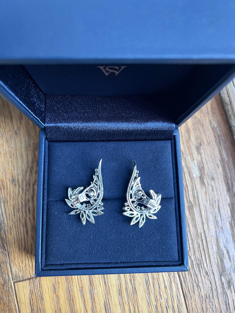Stephen Webster Emerald and Diamond Plumage Earrings