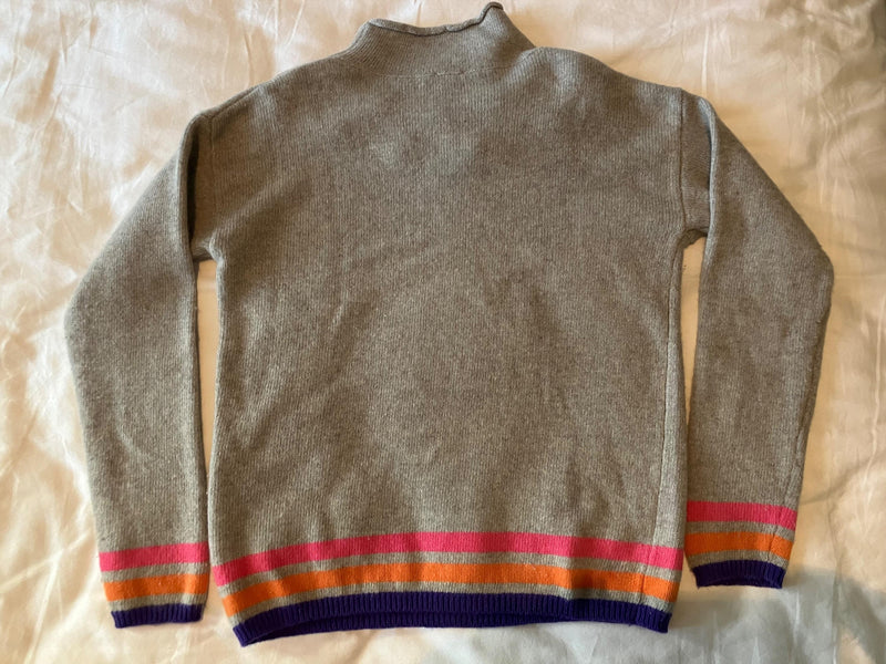 Il Gufo Kid's Grey Pom Pom Embellished Turtleneck Jumper