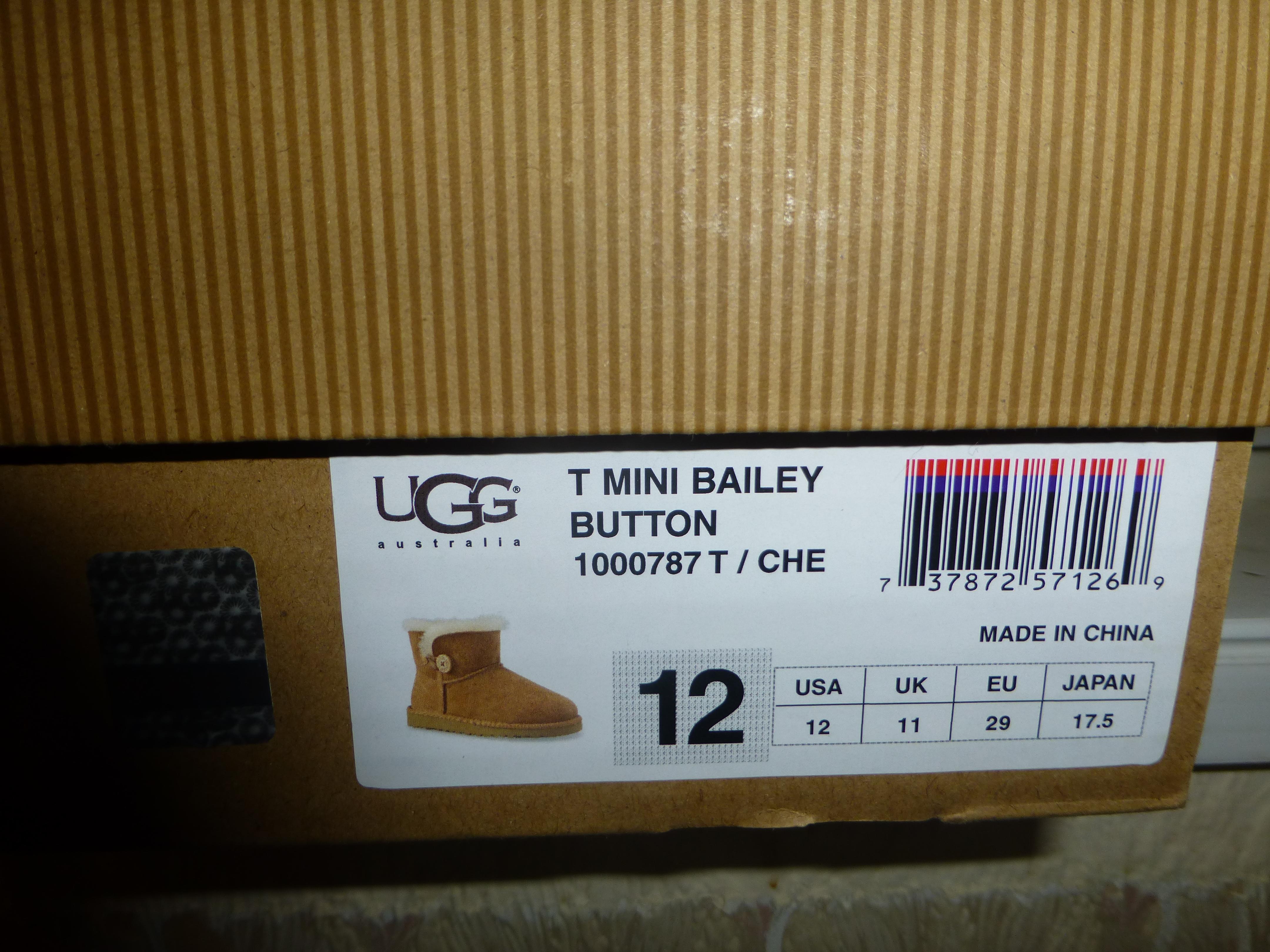 UGG Australia Mini Bailey Button Toddler 1000787 Chestnut UK11 US12 EU29