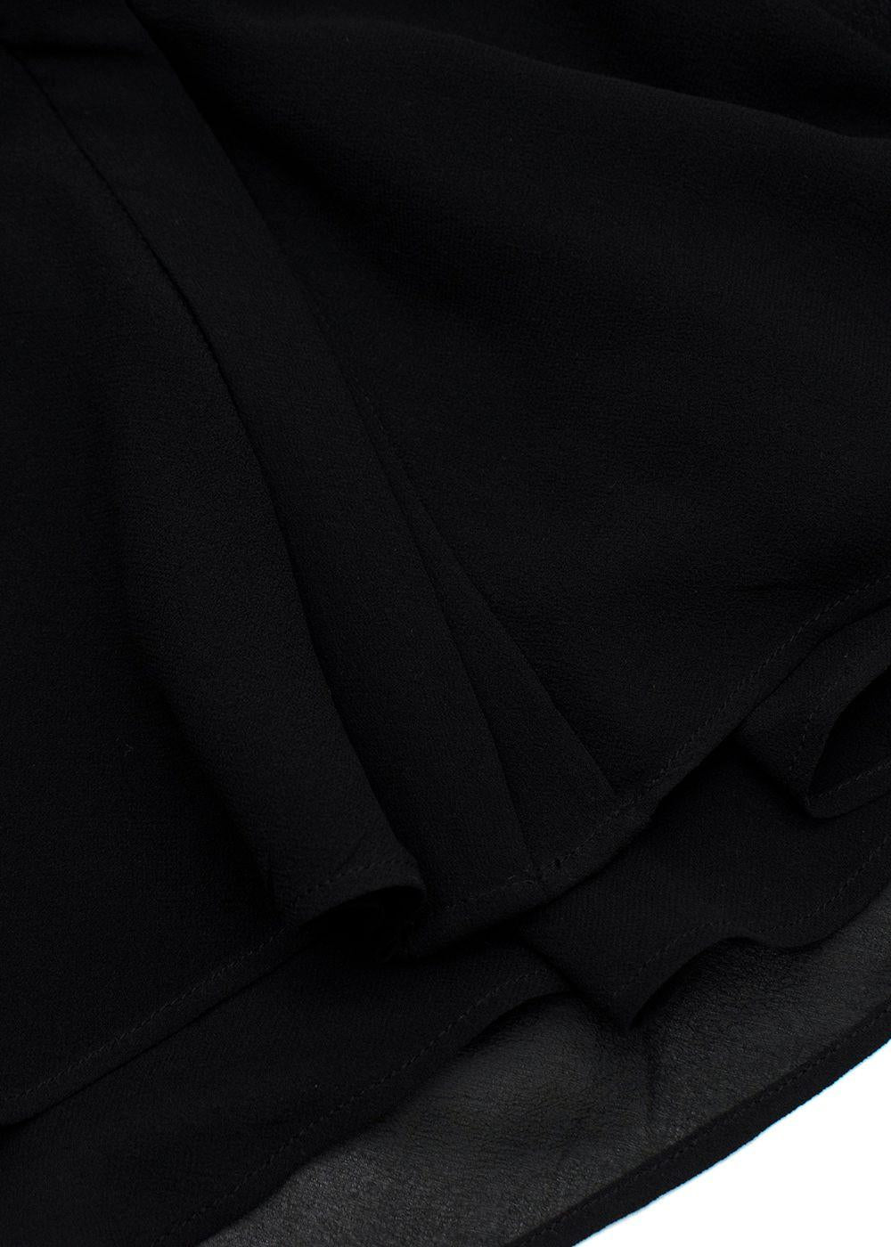 Black Ruffled Bib Silk Halterneck Dress