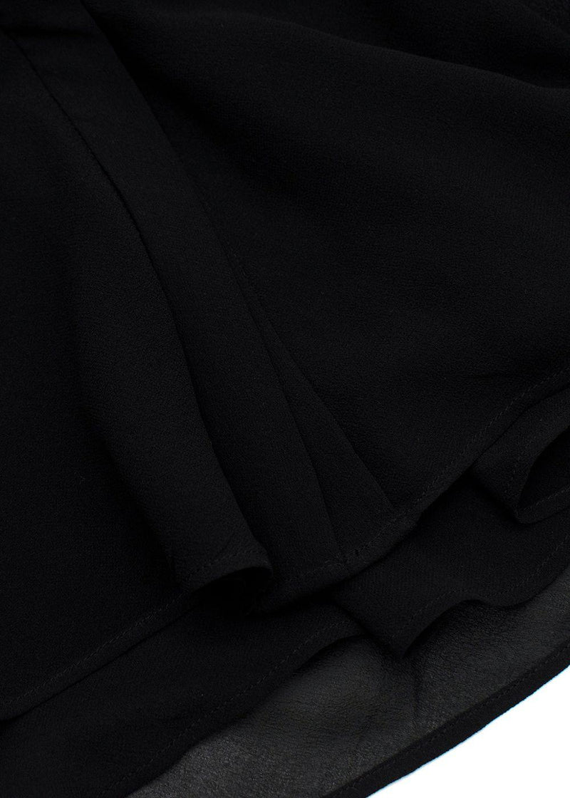 Black Ruffled Bib Silk Halterneck Dress