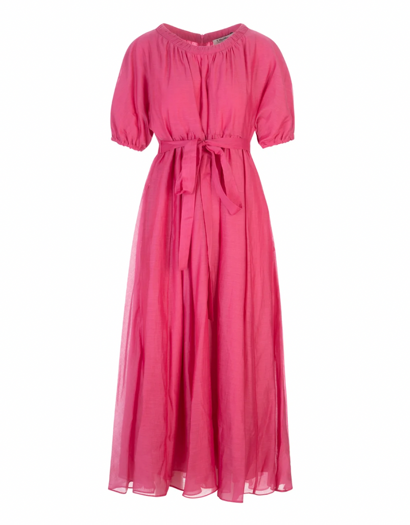 Max Mara Pink Fresia Belted Silk Blend Dress