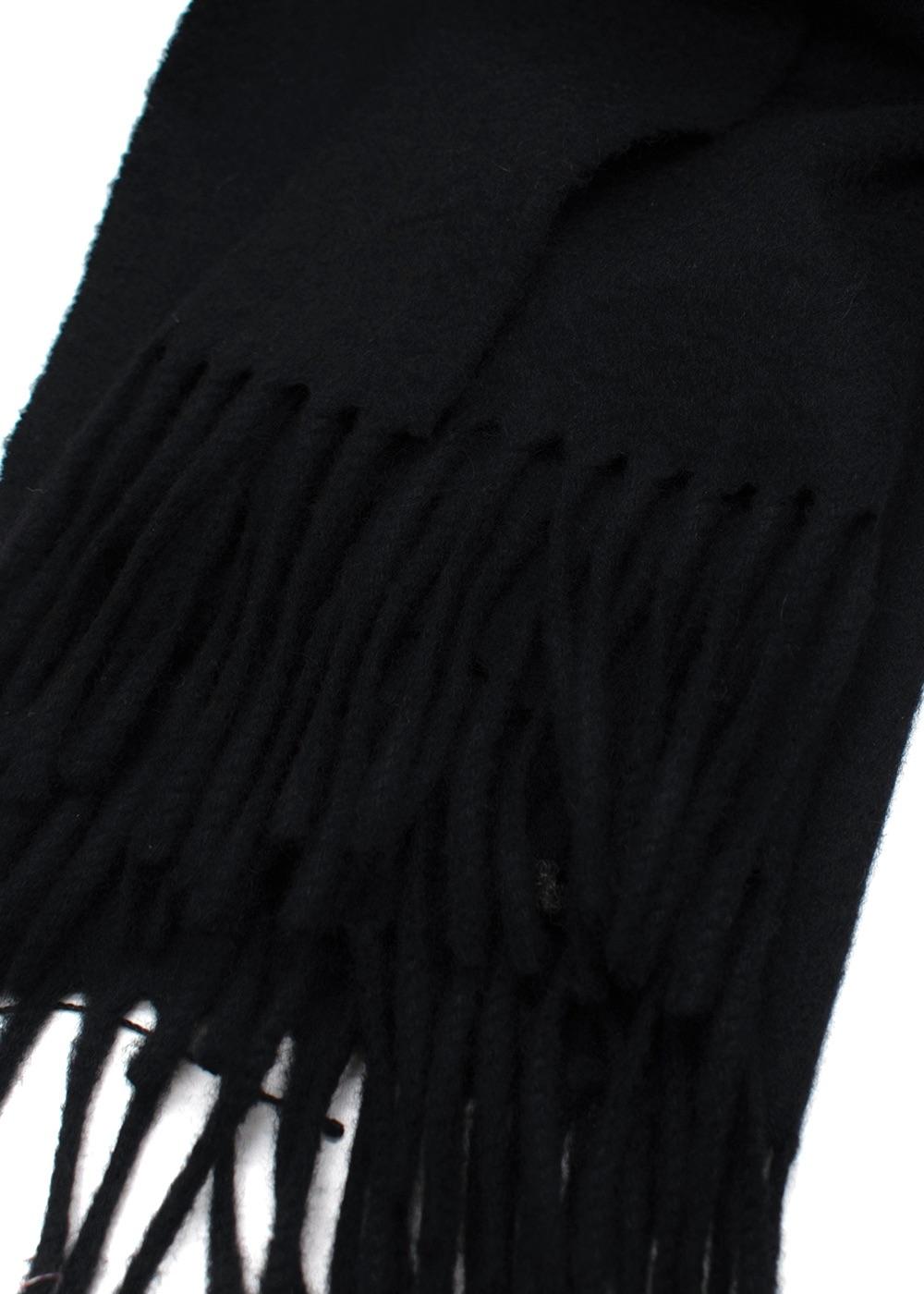 Hermes Black Cashmere Tassel Scarf