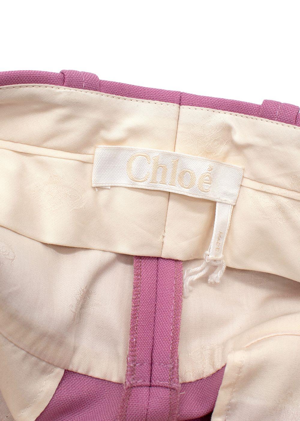 Chloe Pink Wide Leg Wool Blend Tailored Trousers