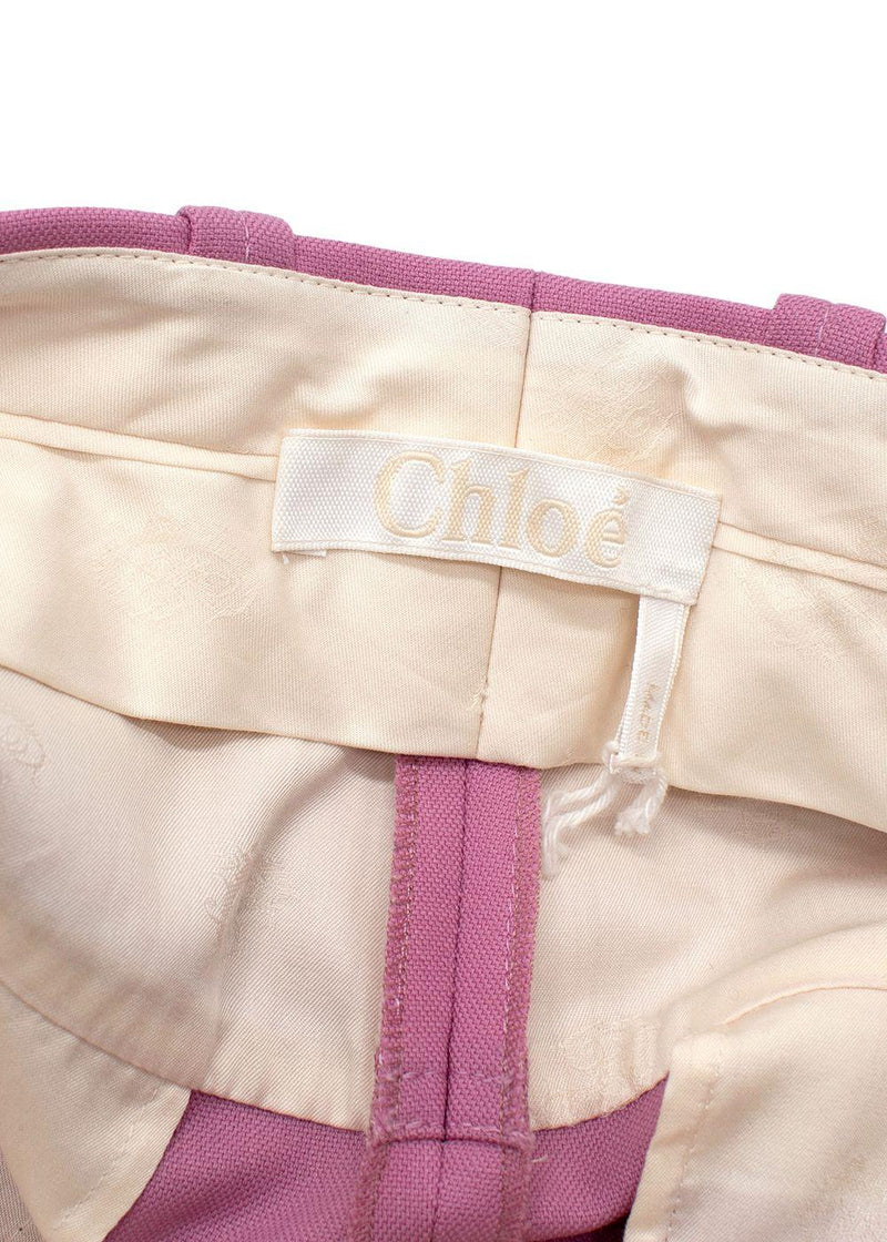 Chloe Pink Wide Leg Wool Blend Tailored Trousers