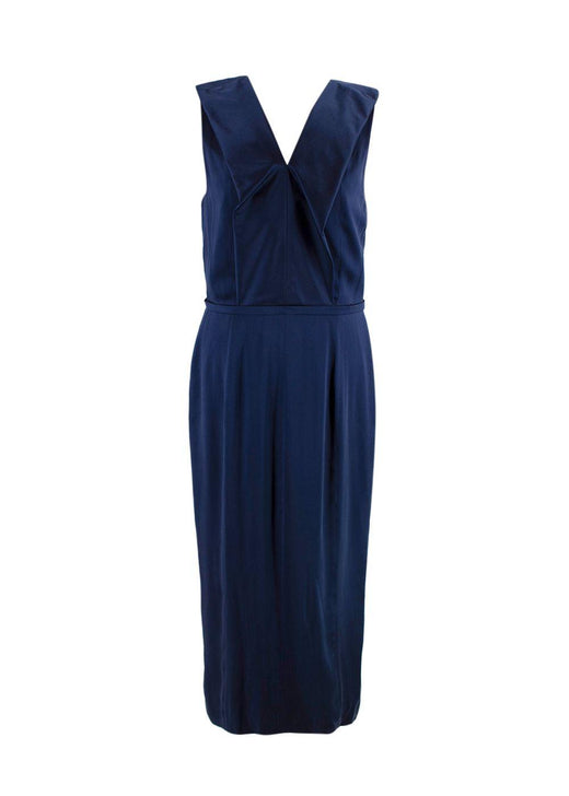 Navy Silk Midi Dress