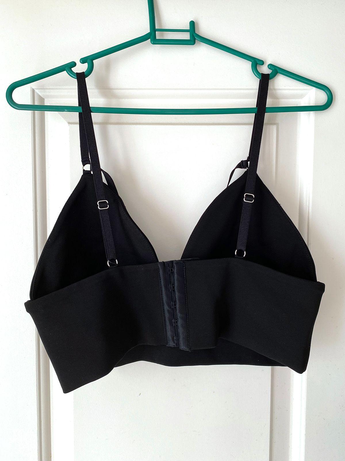 Black Stretch Faille Triangle Bralette