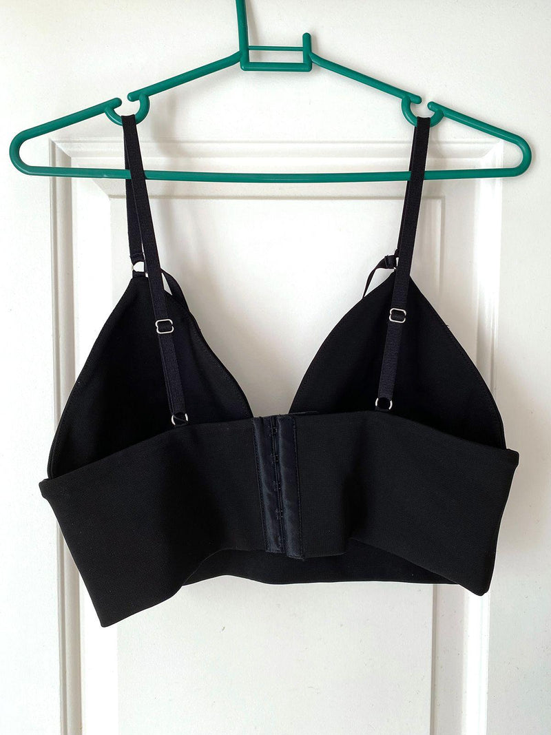 Black Stretch Faille Triangle Bralette