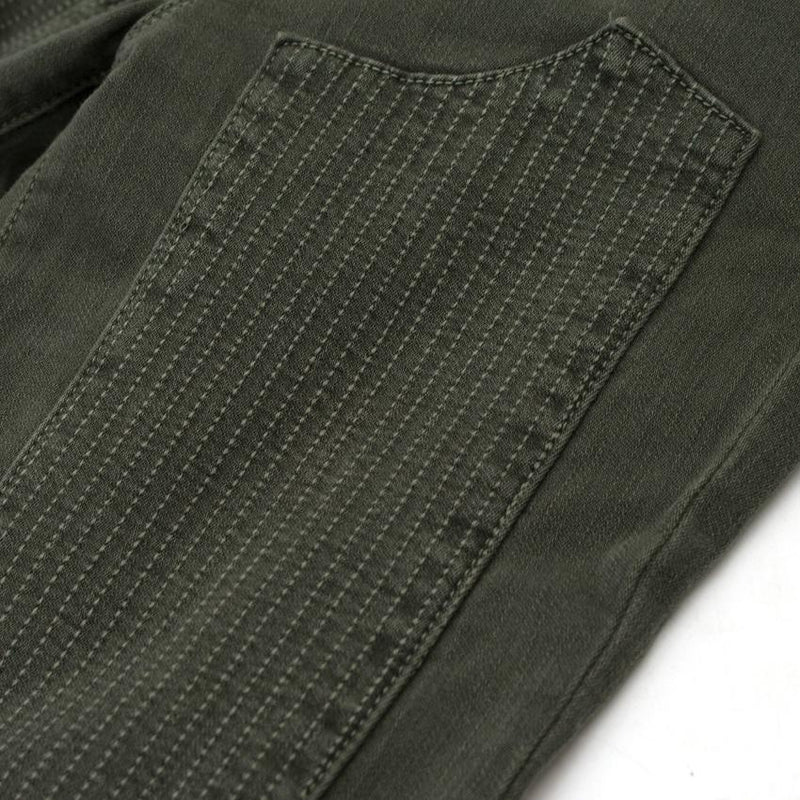 J Brand Khaki Green Roz Moto Skinny Jeans
