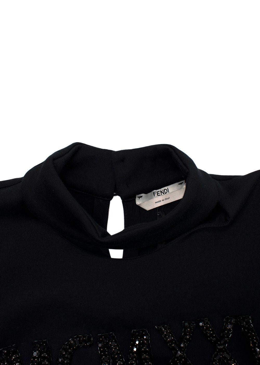 Fendi black crystal embellished cut-out top