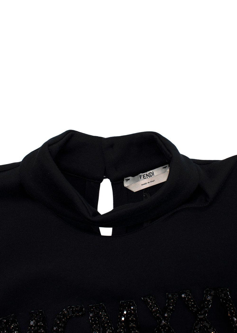 Fendi black crystal embellished cut-out top