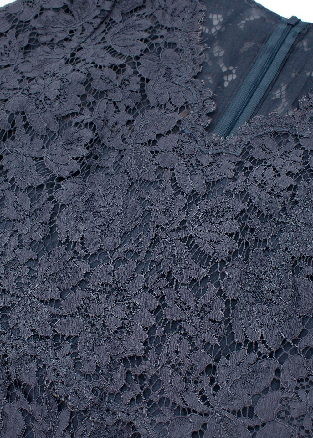 Valentino Steel Blue Floral Lace Dress