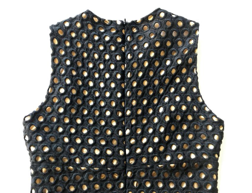 Michael Kors black linen guipure sleeveless dress