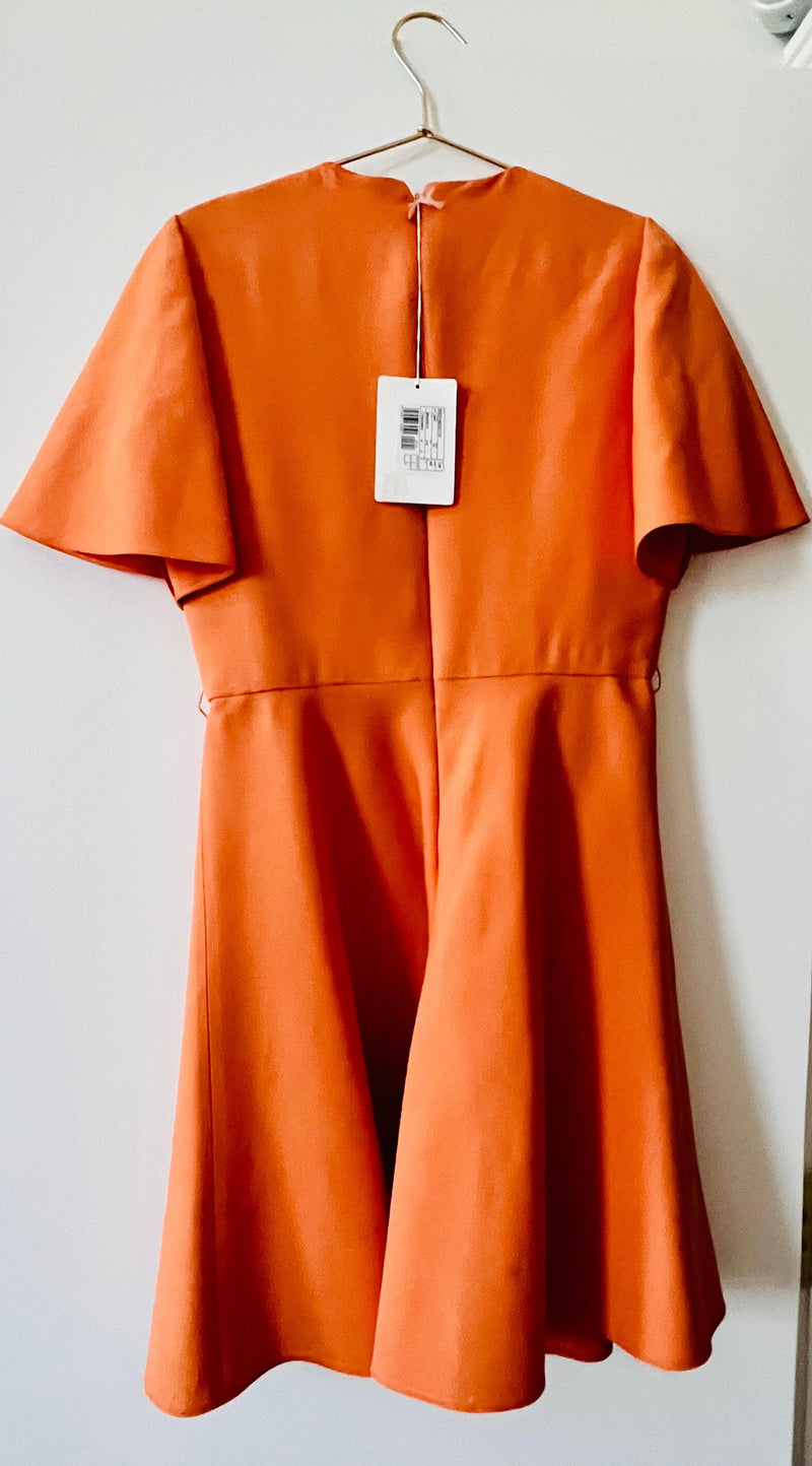 Valentino Orange Fluted Sleeve Mini Dress