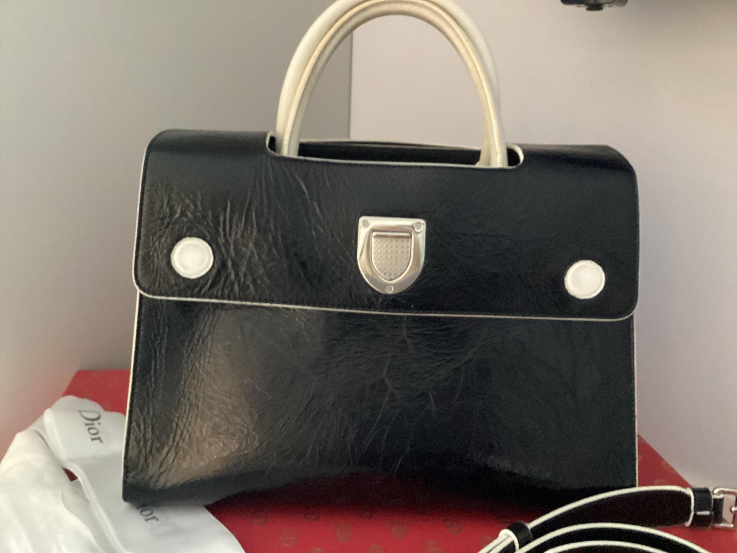 Crinkled Black Lambskin Diorever Bag