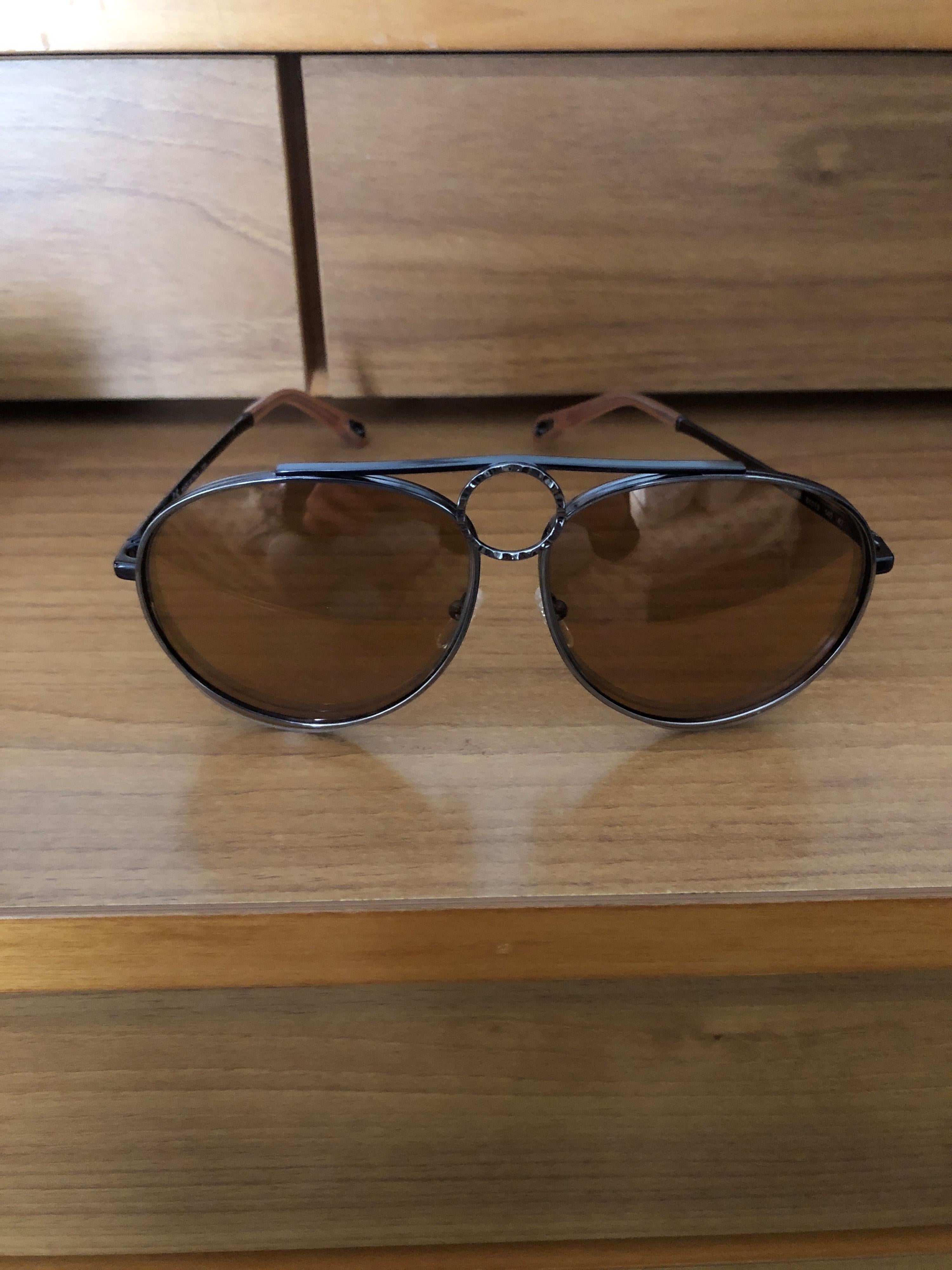 Brown Round Aviator Sunglasses