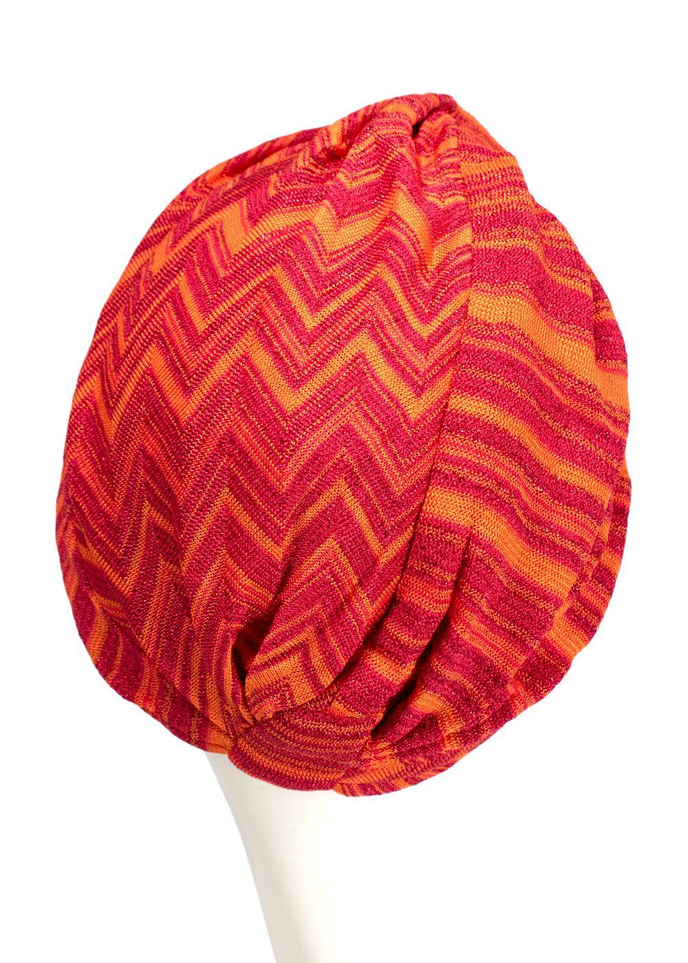 Missoni Red and Orange Glitter Knit Turban