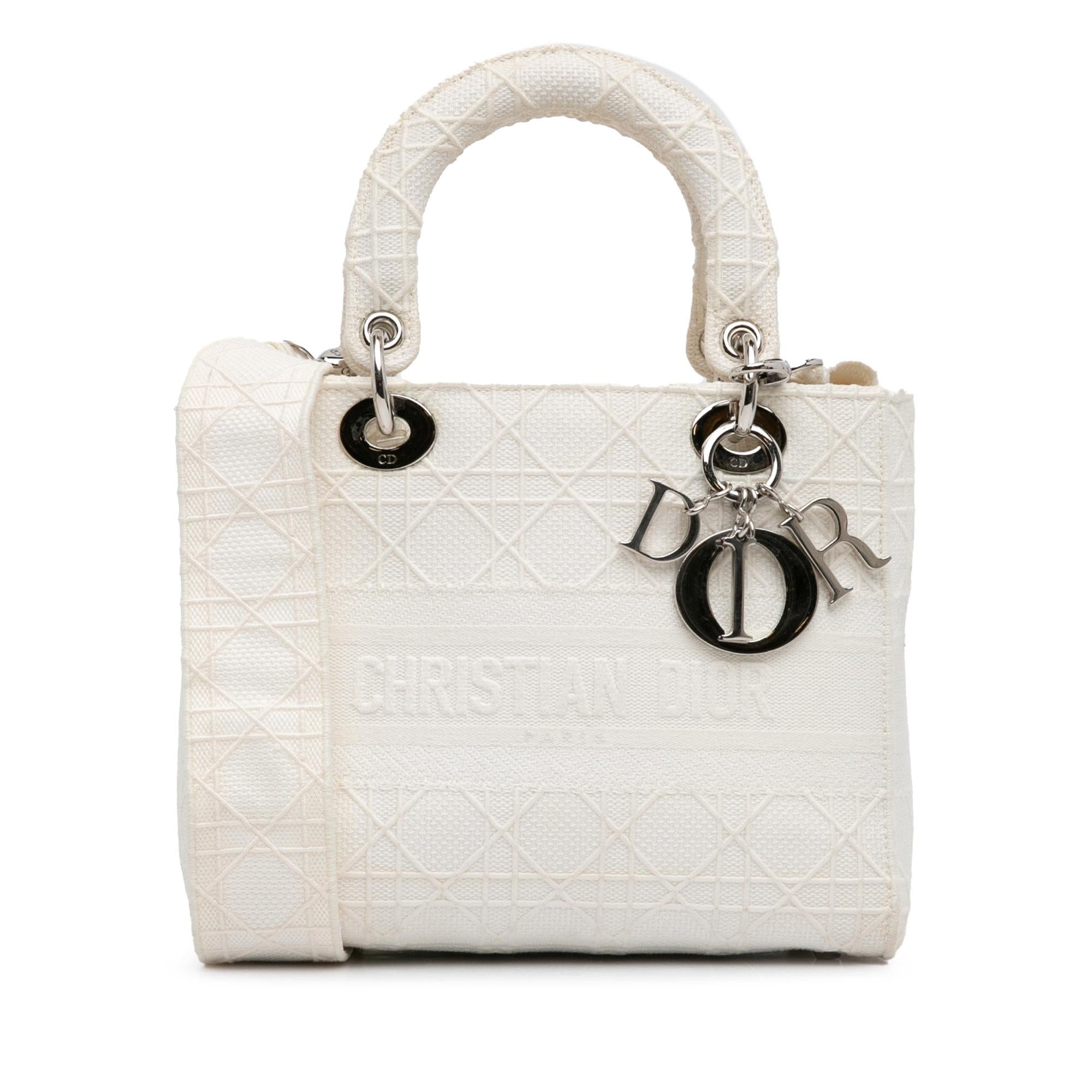 Dior White Medium Cannage Lady D-Lite