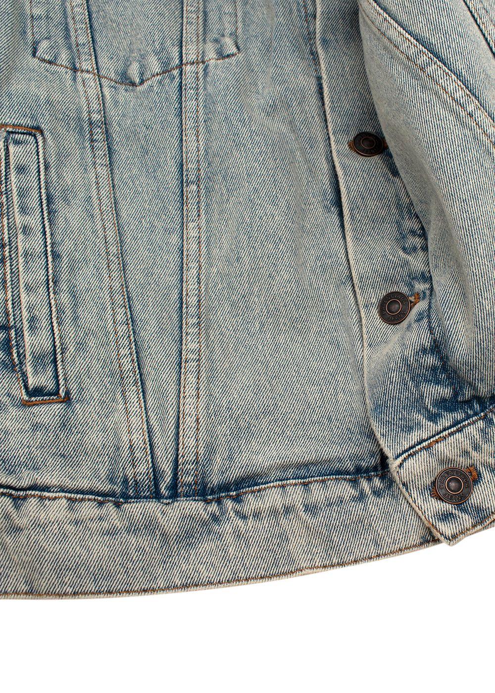 Balenciaga Acid-wash denim neon printed logo back jacket