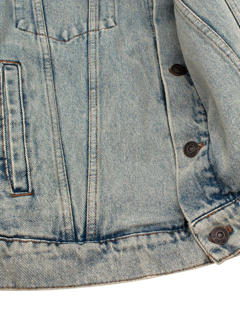 Balenciaga Acid-wash denim neon printed logo back jacket