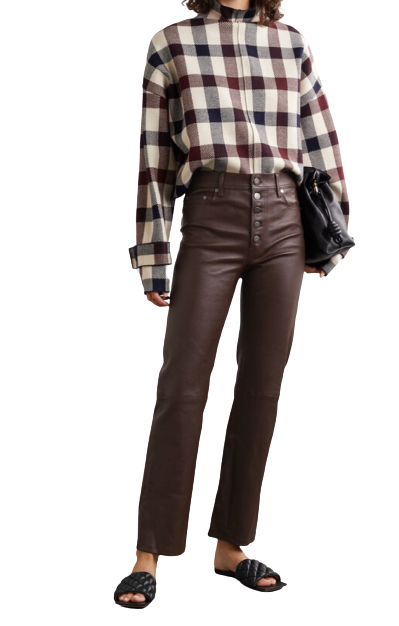 Den Burgundy Stretch Leather Pants