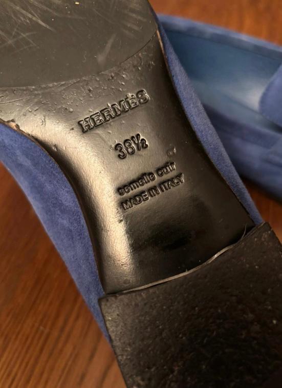 Hermes Blue Suede Loafers