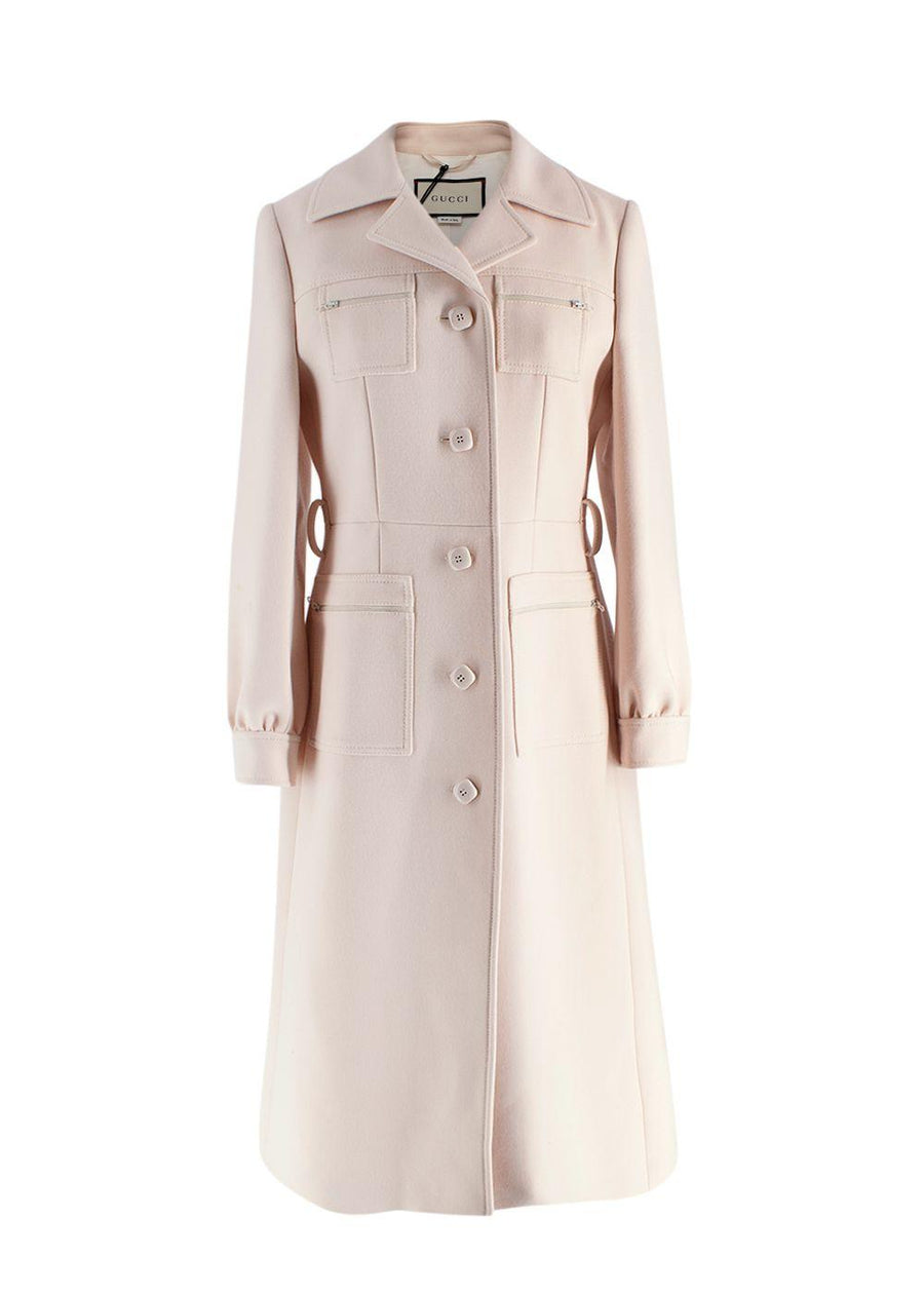 Gucci Pale Pink Overcoat with Tonal Zip Details