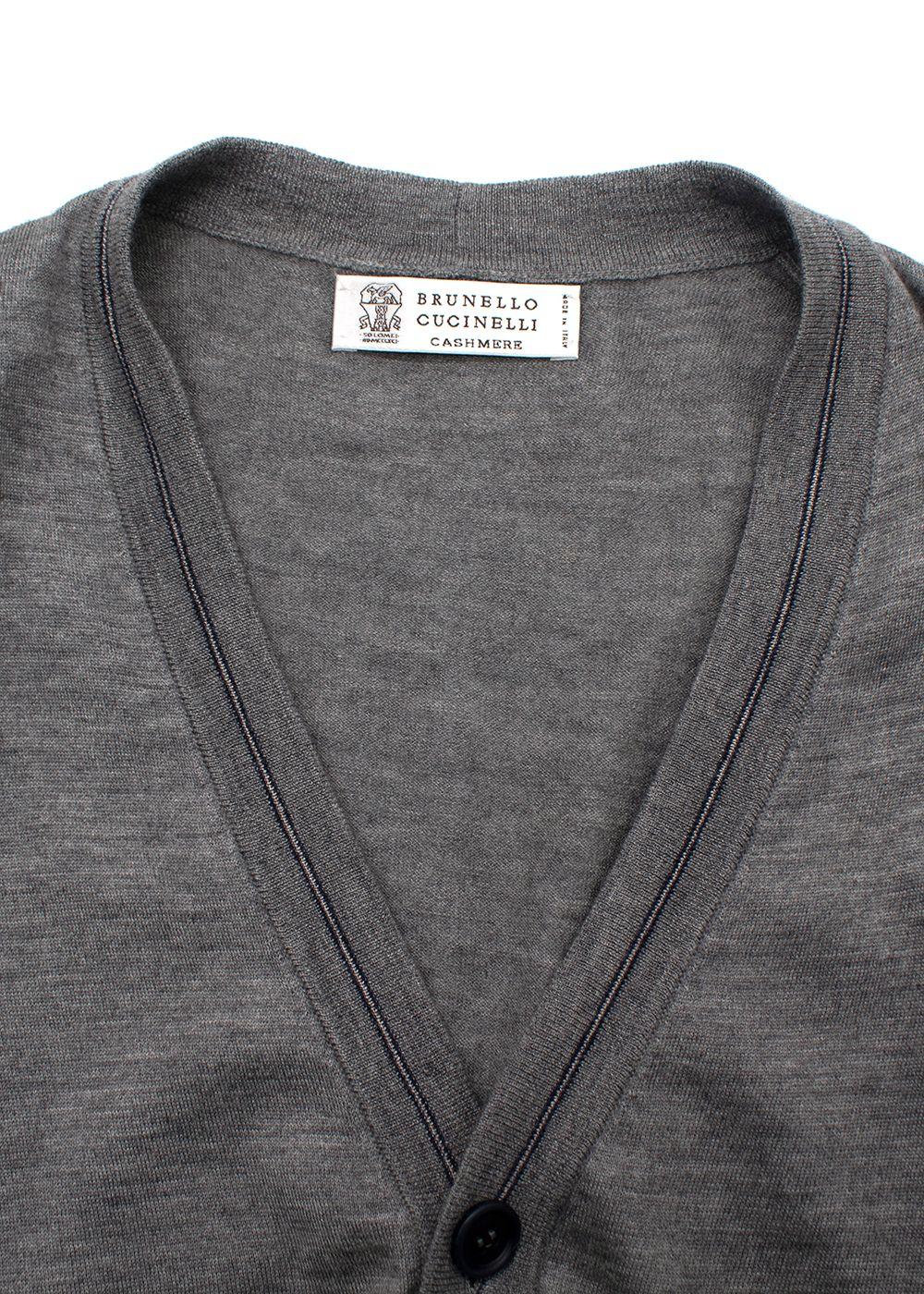 Brunello Cucinelli Grey Cashmere Blend Sweater Vest
