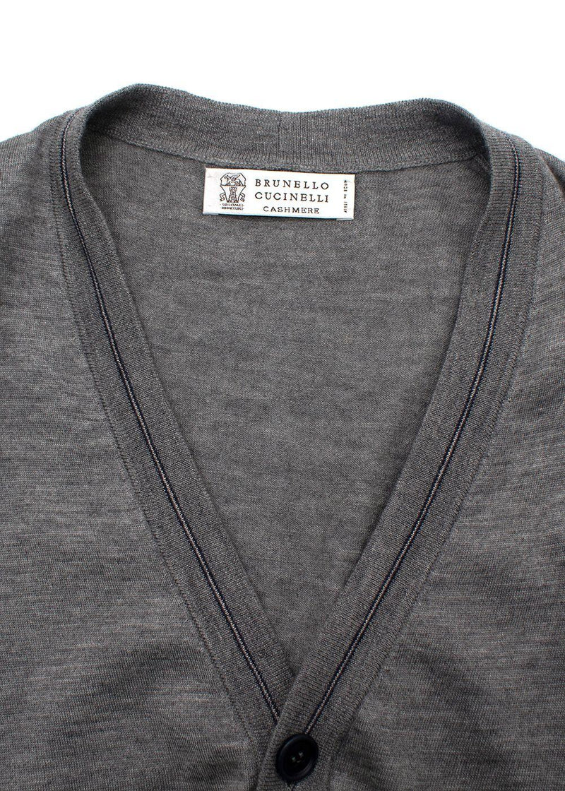 Brunello Cucinelli Grey Cashmere Blend Sweater Vest