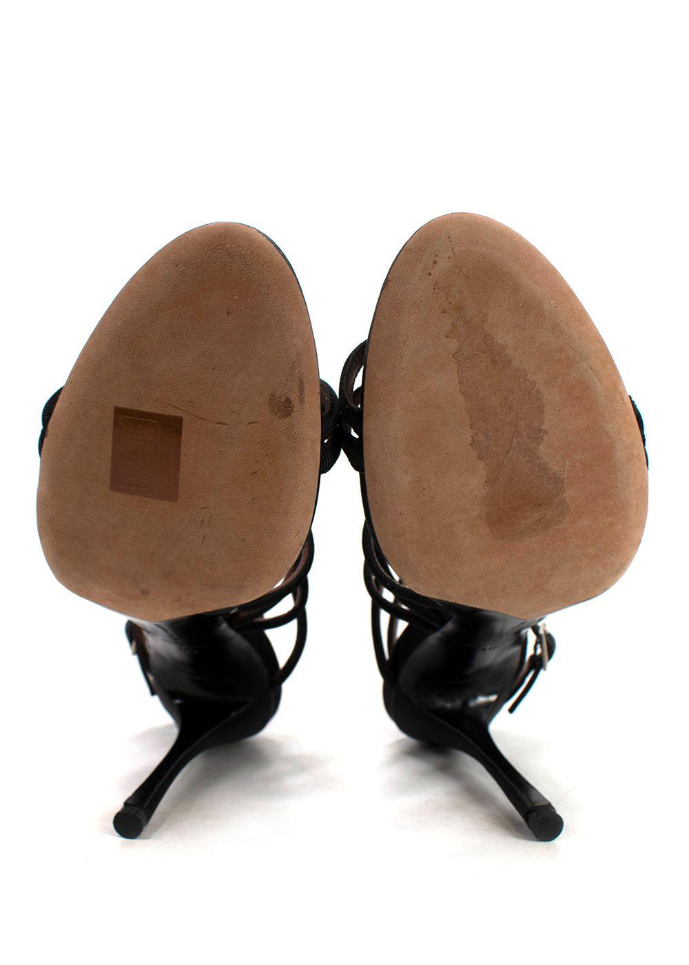 Tabitha Simmons Black Bowrama Caged Heels