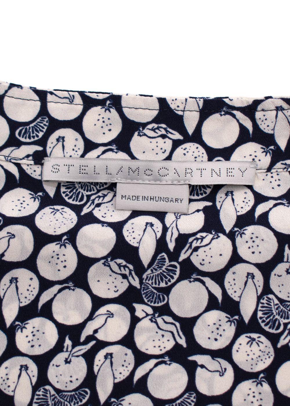 Stella McCartney Navy Lemon Print Silk Shirt