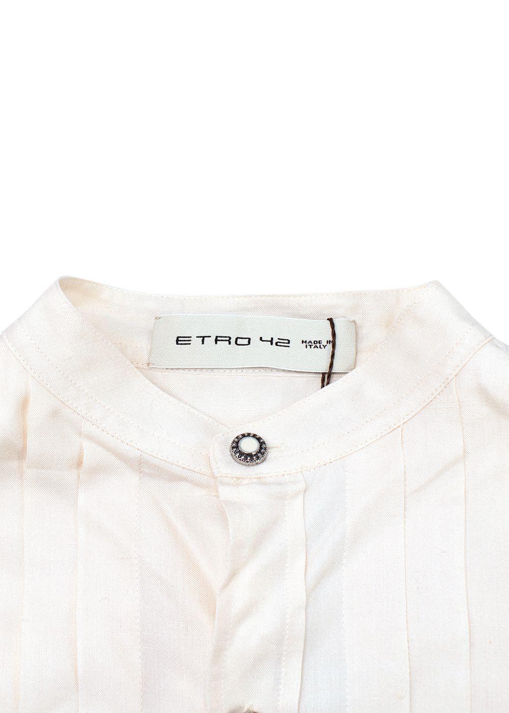 Etro Cream Pleated Detail Silk Tunic