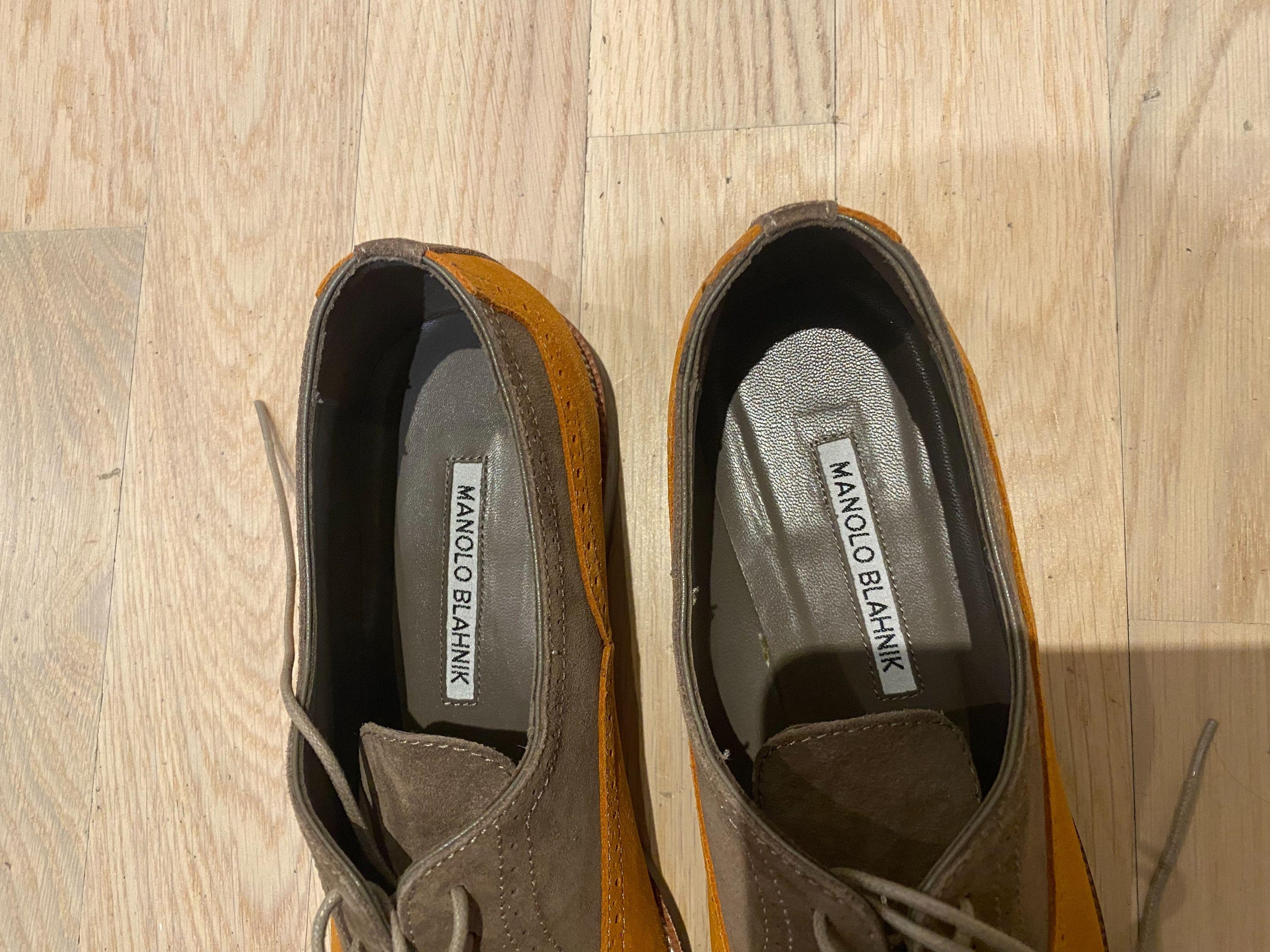 Manolo Blahnik Suede Oxford Brogues