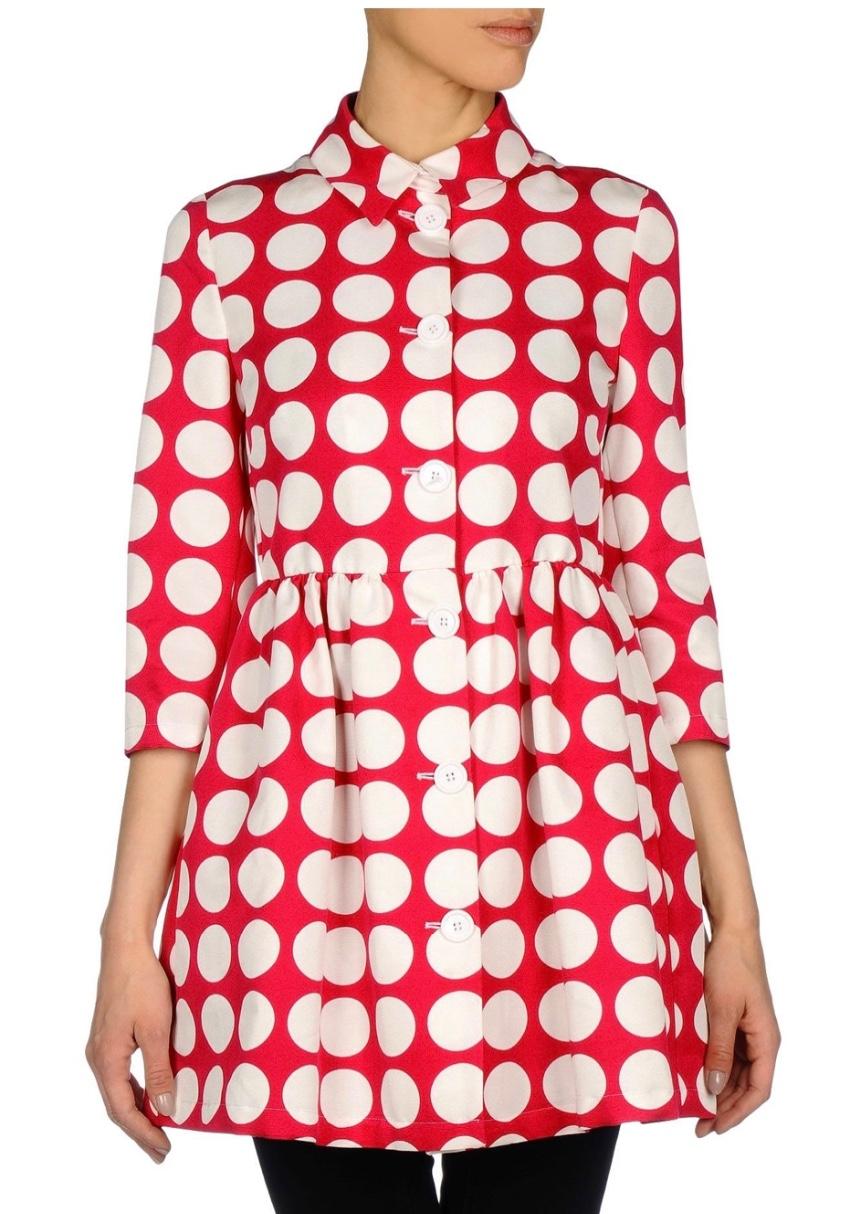 Love Moschino Red & White Polka Dot Tretch Coat