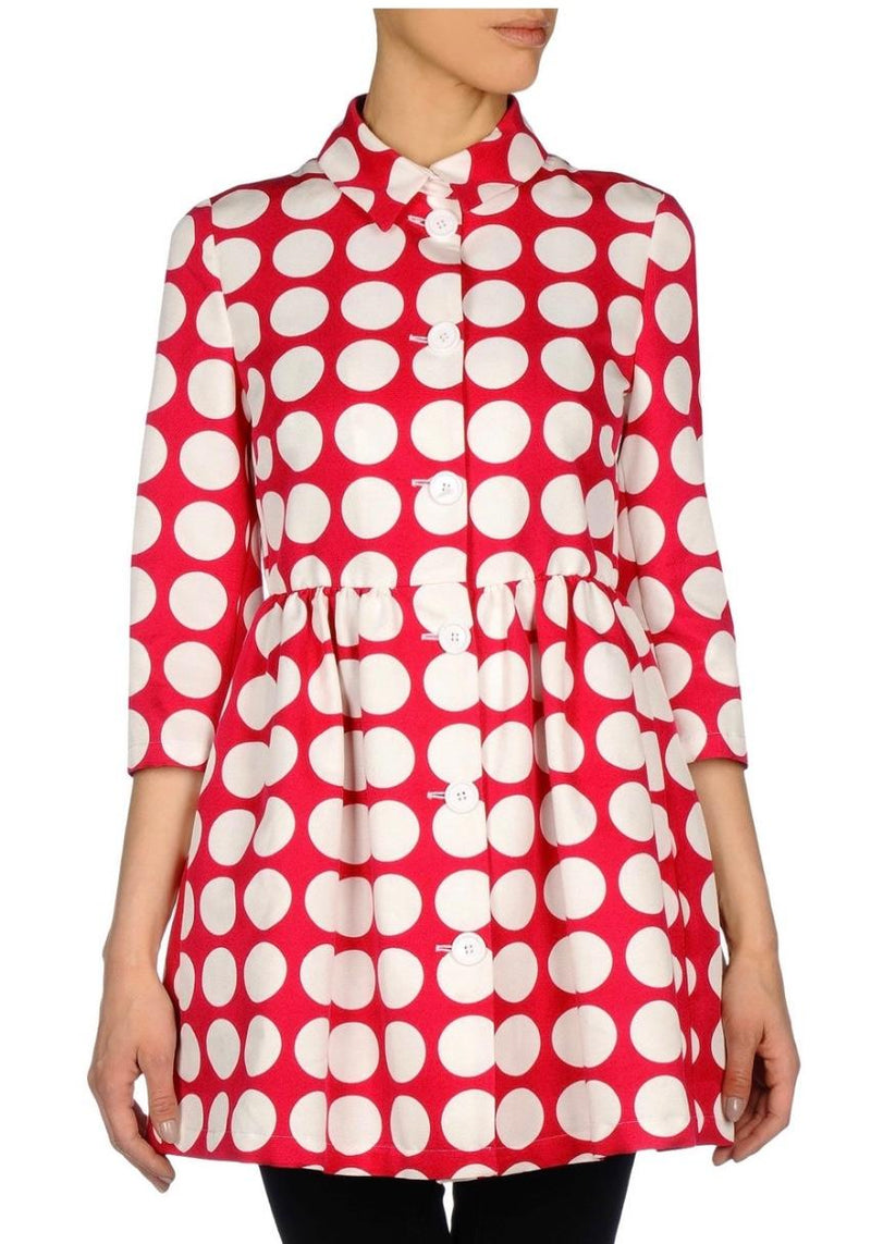 Love Moschino Red & White Polka Dot Tretch Coat