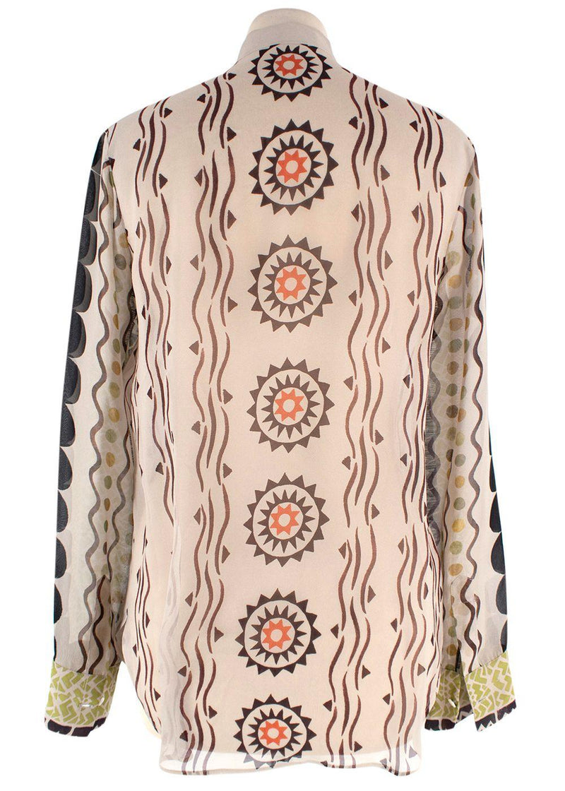 Dior Multicoloured Sheer Pussybow Silk Blouse