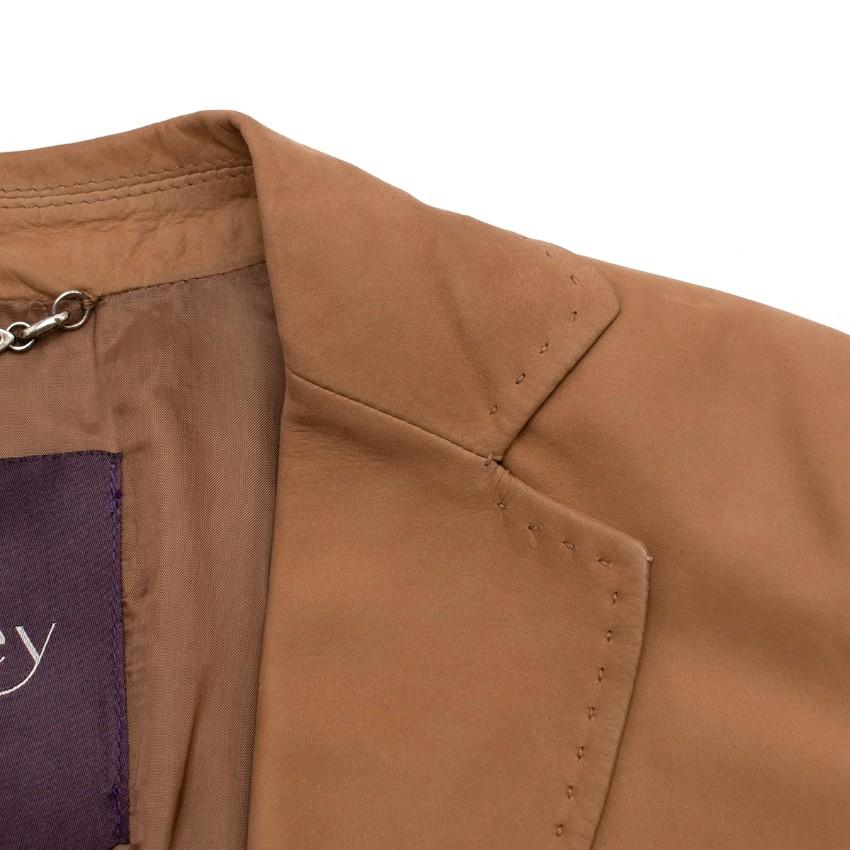 Asprey Tan Leather Single-Breasted Blazer