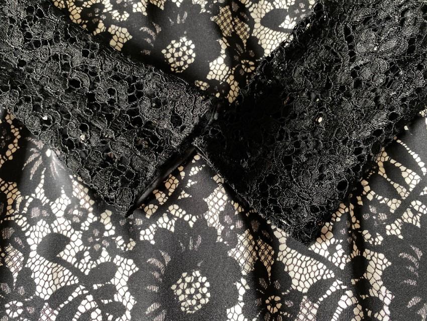 Dolce & Gabbana black & white lace longsleeve dress