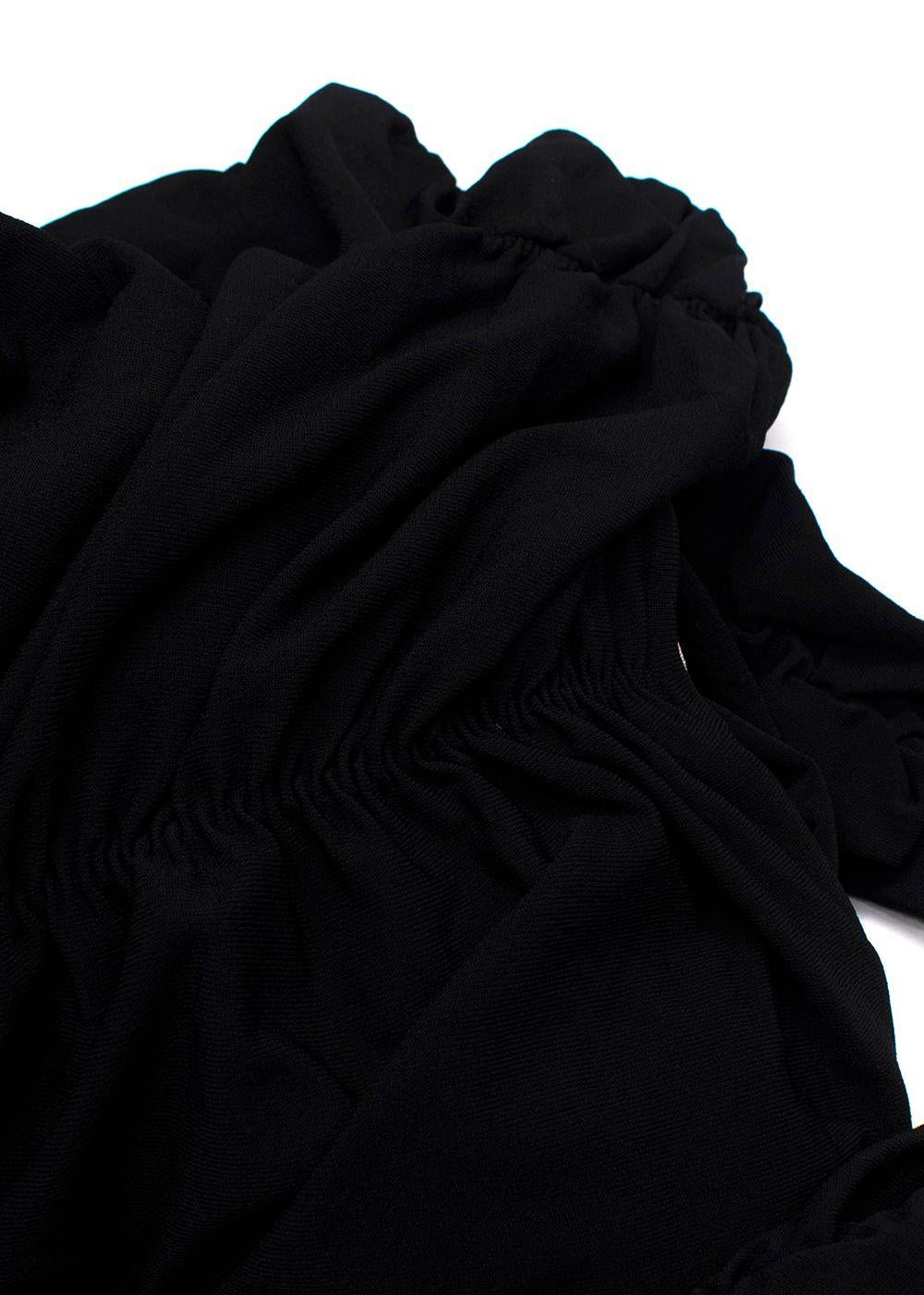 Khaite Black Ruched V-Neck Midi Dress