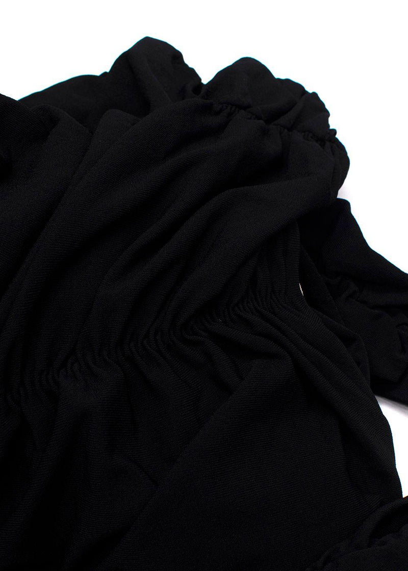 Khaite Black Ruched V-Neck Midi Dress