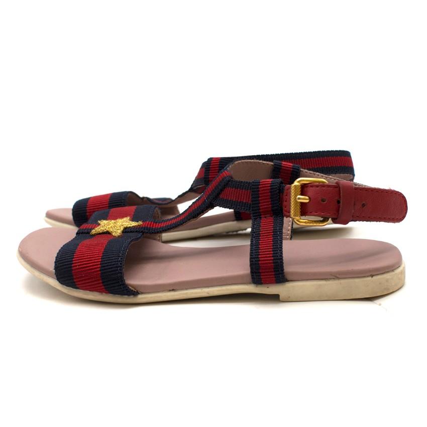 Gucci Girls' Red & Navy Striped Sandals