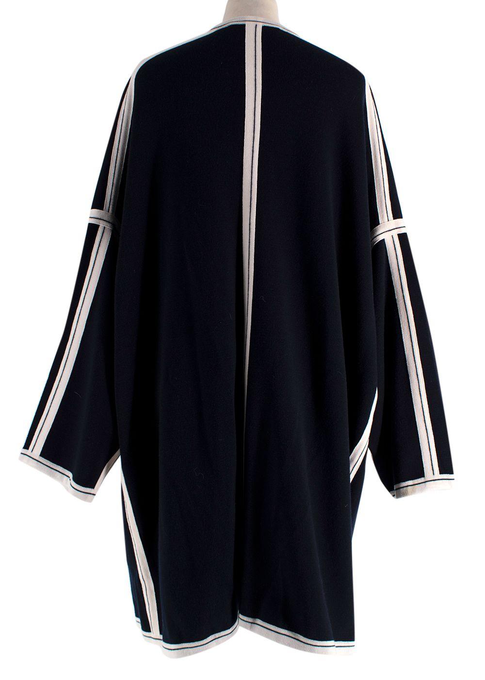 Chloe Navy Oversized Two-tone Wool Cape