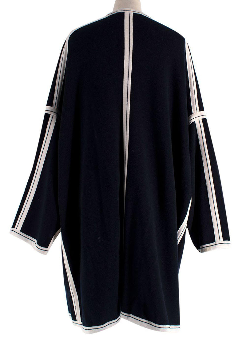 Chloe Navy Oversized Two-tone Wool Cape