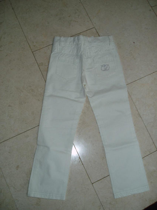 DIOR girls white jeans with CD crystal logo, size 5 years