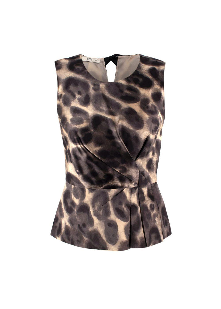 Prada Brown Leopard Print Silk Top