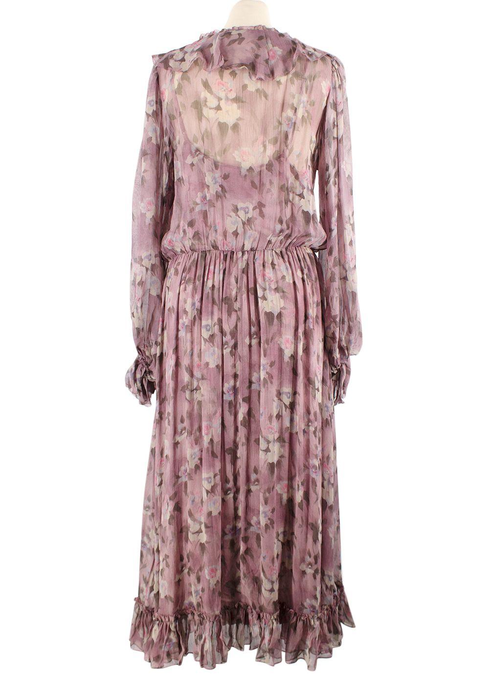 Polo Ralph Lauren Mauve Tulle Floral Midii Dress